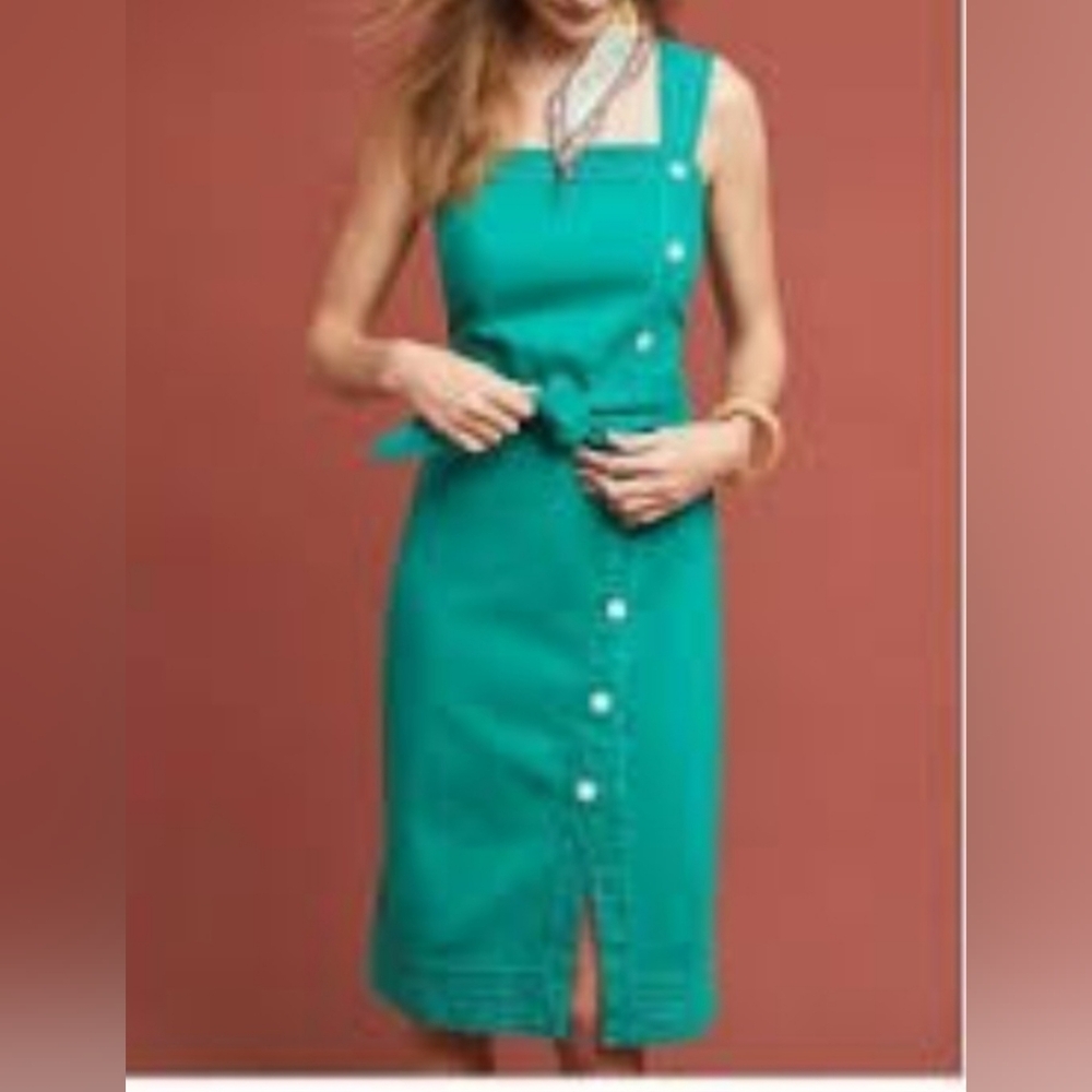 Maeve Anthropologie Green Button-Down Dress US Women's Size 10